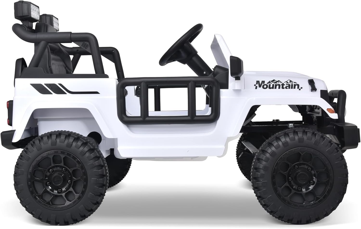 Joywhale 12V Kids Ride on Truck Battery Powered Motorized Car Electric Vehicle for Kids, with Remote Control, 4-Wheel Suspension, LED Lights, Music & FM, Seat Belt, Portable Handle, White