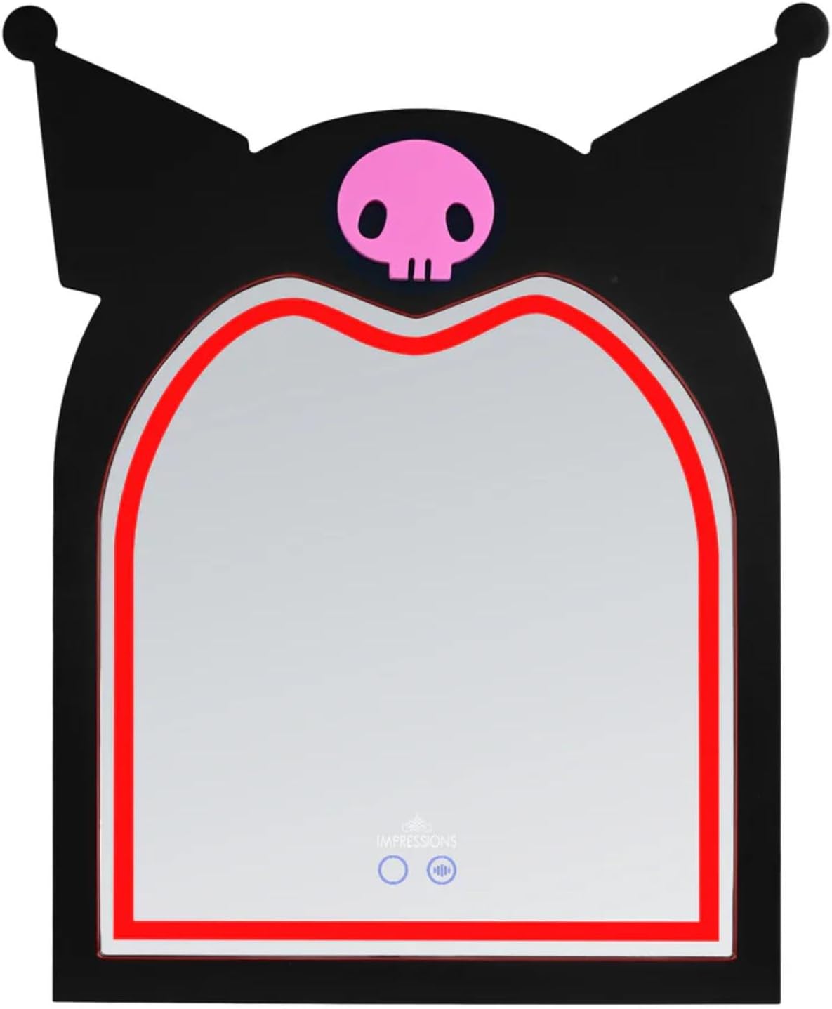 Impressions Vanity Kuromi Arch RGB Tabletop Mirror with Adjustable Strip LED Lights, App Control RGB Lighting, Soft Touch Sensor, Arched Mirrors for Wall Mount and U Shaped Easel Stand