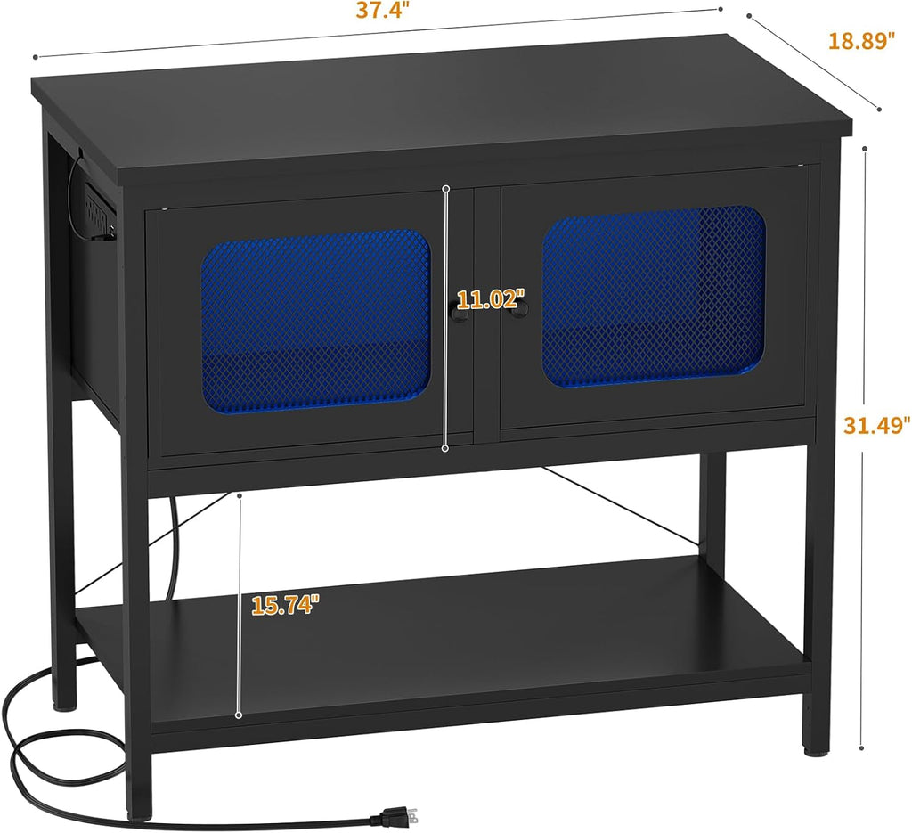 iSunirm 40-50 Gallon Fish Tank Stand, Aquarium Stand with Cabinet Accessories Storage, Heavy Duty Metal Frame, Reptile Terrarium Stand, 37.5' L*18.89' W Tabletop, 880LBS Capacity, Black