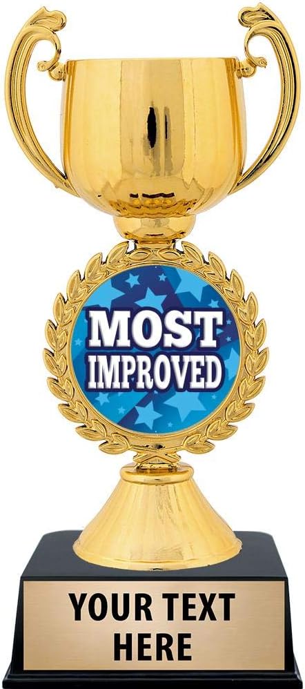 Crown Awards Personalized Most Improved Trophy, 7.25' Gold Cup Most Improved Trophies with Free Custom Engraving Prime