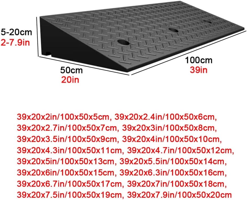 Heavy Duty Driveway Ramps 3'/4'/5'/6'/7' Rise Rubber Curb Ramps Threshold Ramp for Wheelchairs/Steps/Door with Anti-Slip Surface(6cm/2.4' Rise)