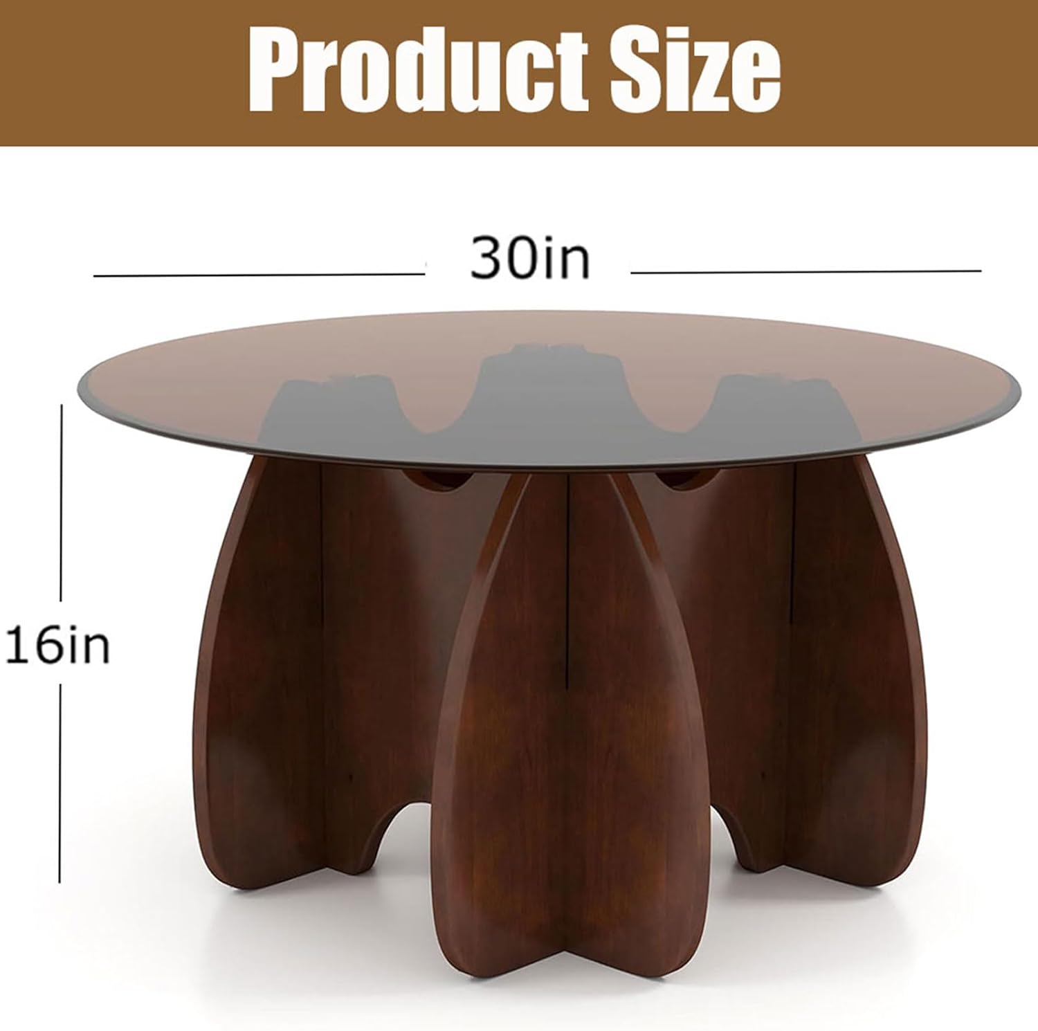 Round Glass Coffee Table Brown Glass Modern Center Tables for Living Room Small Spaces Creative Unique Accent Table Extendable Home Furniture