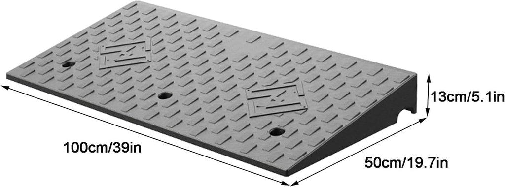 Curb Ramp, 1.6' to 8' Rise Threshold Ramps for Doorways, 22000lbs Heavy Duty, for Forklifts, Trucks, Buses, Cars, Wheelchairs, Bikes(100x50x13cm/39x19.7x5.1in)