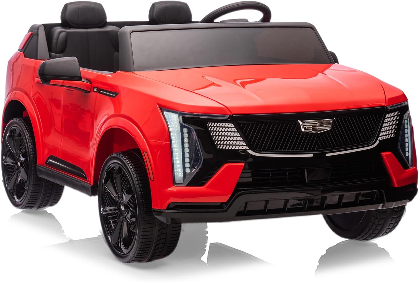 24V Ride On Car, Licensed Cadillac Battery Powered Electric Vehicle w/Remote Control, 2 Seater, 4-Wheel Shock Absorbers, Smooth Start, Music, LED Lights for Boys Girls