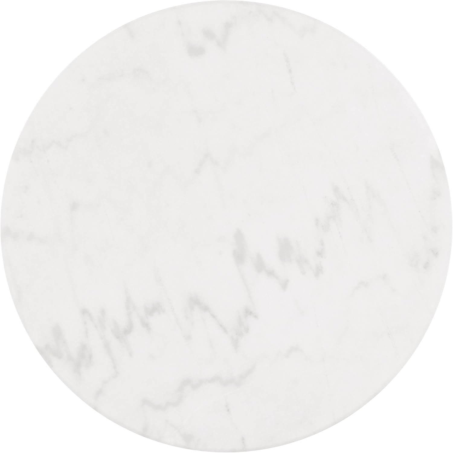 Furniture of America Beryl Modern Round White Genuine Marble Top End Table with Fluted Pedestal Base and Gold Stainless Steel Accent, Low Profile Table for Living Room, Home Office, Black