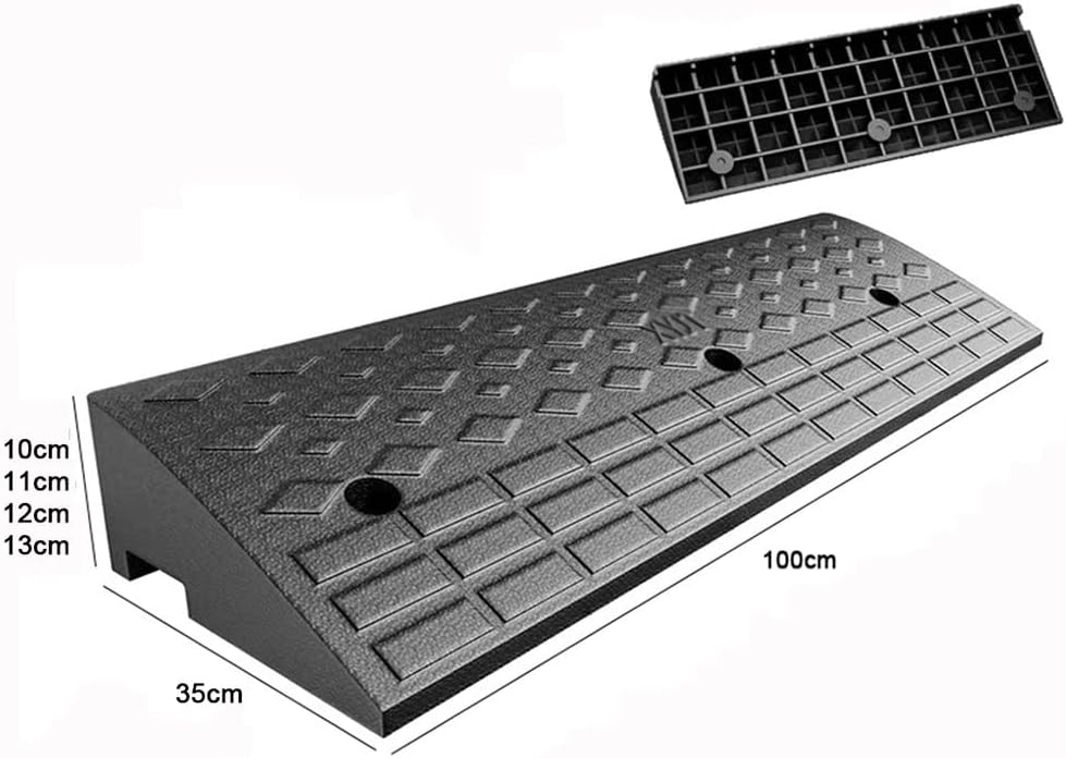 ZJIEX Rubber Wheelchair Ramp, 2in/ 2.5in/ 3in/ /4in /5in Rise Threshold Ramp, Non-Skid Driveway Curb Ramp, Kerb Ramp for Car, Vehicle, Scooter, Bike, Trolley (Size : 100x35x11cm/(39.4x13.8x4.3in))
