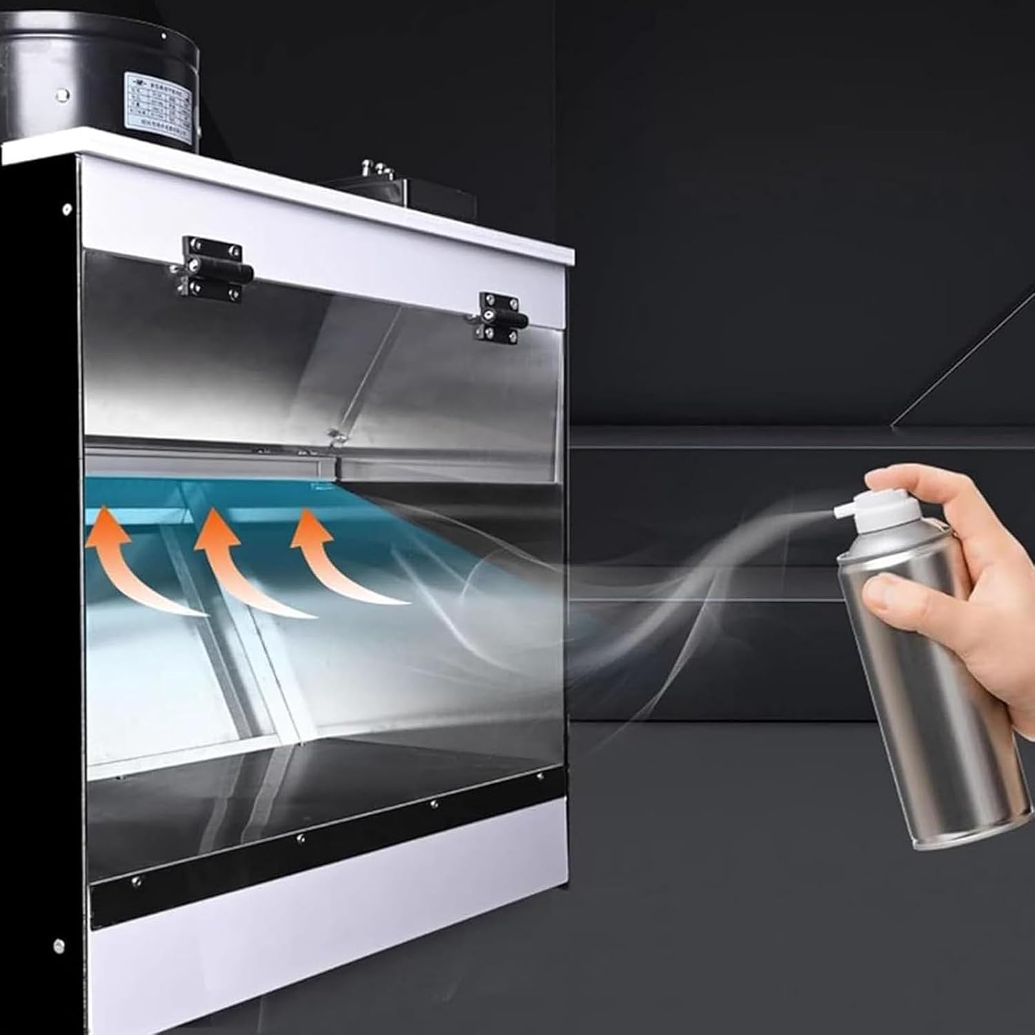 Airbrush Spray Booth with Waterfall, Craft Tabletop Airbrush Booth with Water Curtain Exhaust Air System, LED Lighting, for Cake Model,S