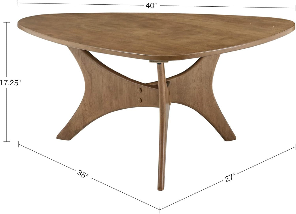 INK+IVY Blaze Triangle Wood Coffee Table Plywood with Wood Veneer Legs, Mid-Century Modern, Easy Assembly, Accent Furniture For Living Room, Minimalist Décor, Light Brown