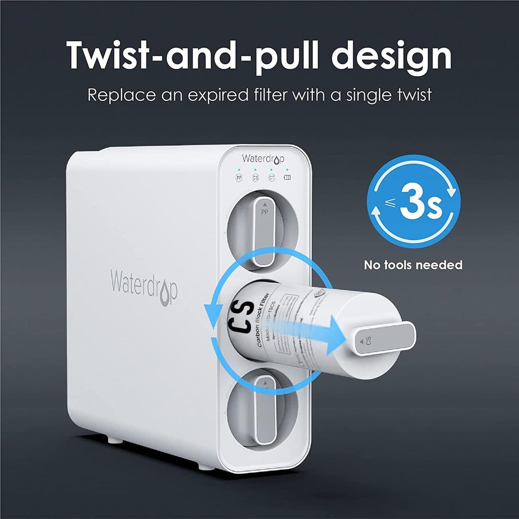 Waterdrop TSC Under Sink Water Filter Replacement, 1-Year Replacement Pack, 4-Pack (2 x TSPP, 1 x TSCS, 1 x TSCT), for Waterdrop TSC Under Sink Water Filtration System