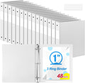Henoyso 48 Pack 1 Inch 3 Ring Plastic Binders, Bulk Flexible PP Binders for Classroom & School Supplies, Letter Size 8.5 x 11, Holds 240 Sheets with Interior Pocket (White)