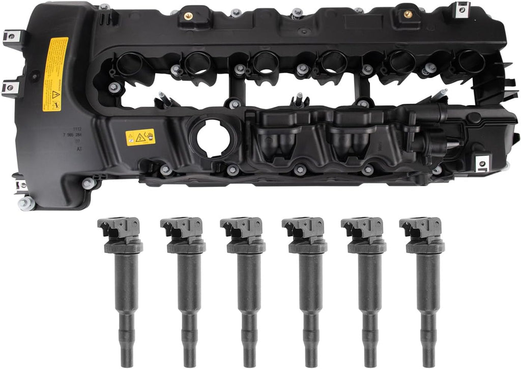 TRQ Ignition Coil Kit 7 Piece Valve Cover Compatible with 2007-2010 BMW 335i 335xi 2008-2010 135i 2008 535i 535xi 2009-2010 535xi 2011-2013 335is 2011-2012 740i 2011-2016 Z4