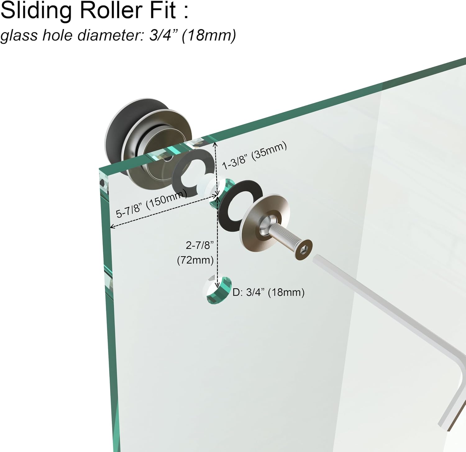 DIYHD 6.6ft Frameless Brushed Satin Stainless Steel Sliding Glass Shower Door Track barn Shower Door Hardware