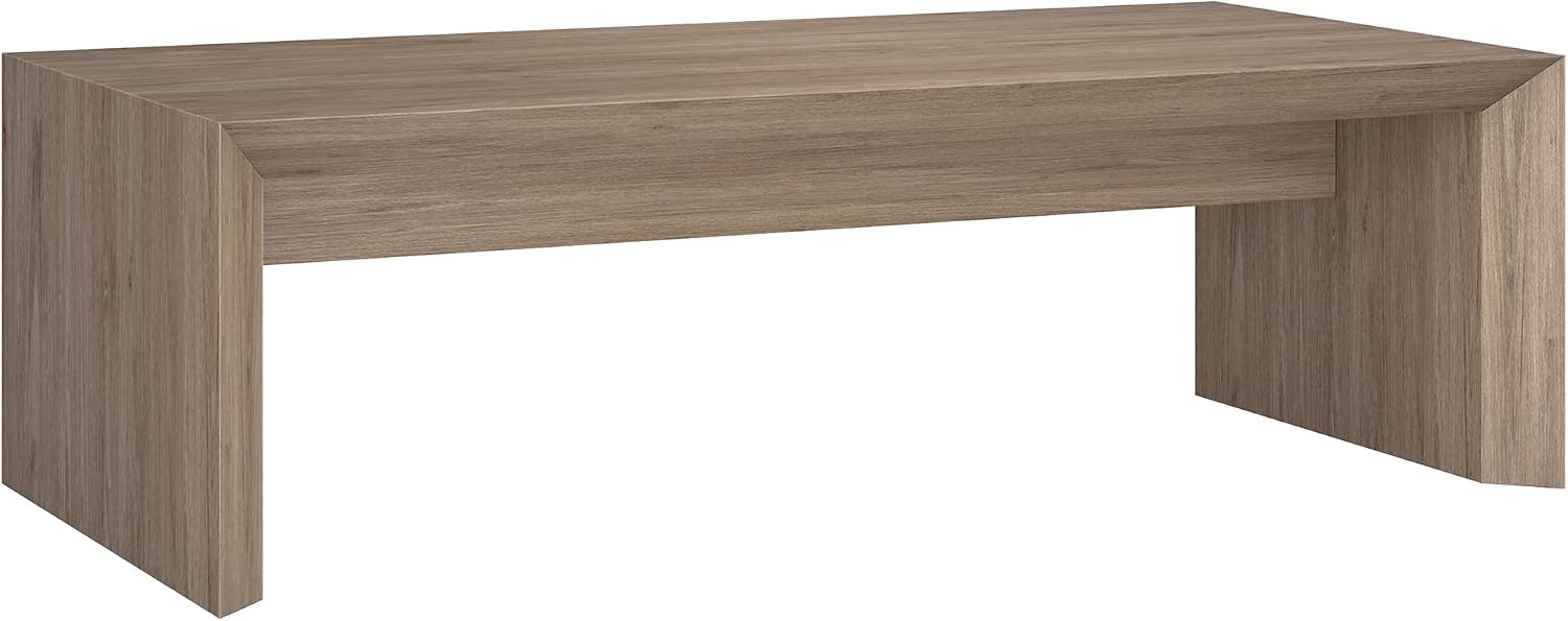 Henn&Hart 48' Rectangular Low-Profile Coffee Table for Living Room, Family Room, or Office, Weathered Gray