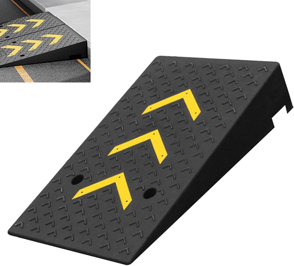 Portable Curb Ramps Rubber Kerb Ramps Heavy Duty Threshold Ramp Portable Door Step Ramps for Wheelchair Mobility Scooters Motorcycle Sidewalk 1 Pack(10cm/4' Rise Height)