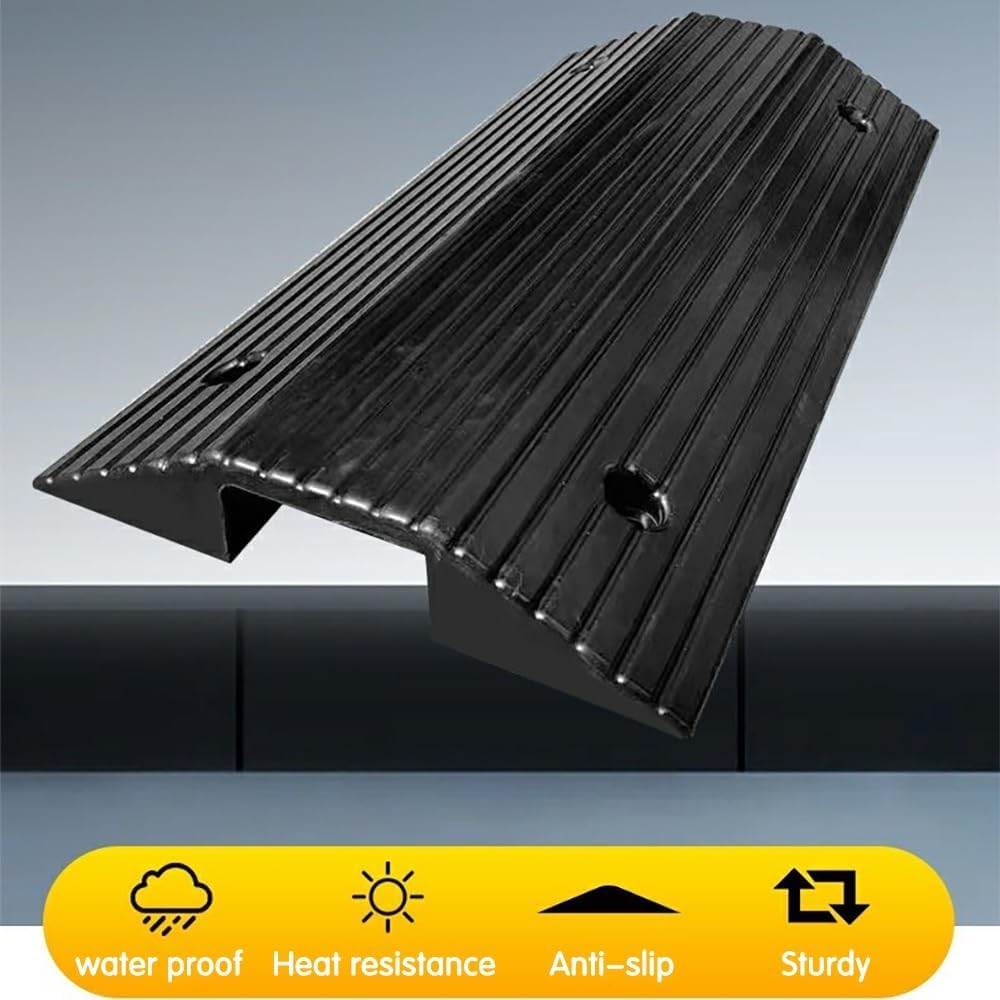 Transition Bridge Ramp 3' Rise Threshold Ramps for Doorways, Heavy Duty Wheelchair Ramp Rubber Driveway Curb Ramps for Door/Garage/Stairs/Steps