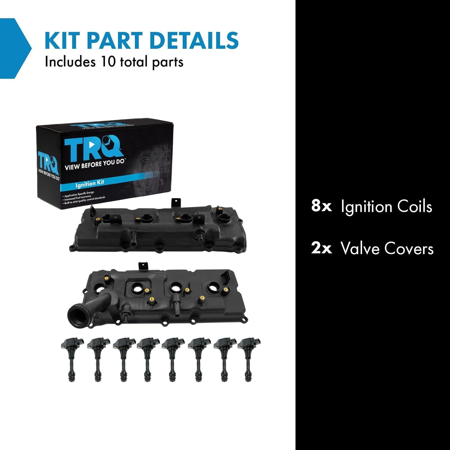 TRQ Ignition Coil Kit 10 Piece Valve Cover Compatible with 2007-2010 INFINITI QX56 2007-2015 Nissan Armada 2008-2012 Pathfinder 2008-2015 Titan 2012-2015 NV2500 2012-2015 NV3500