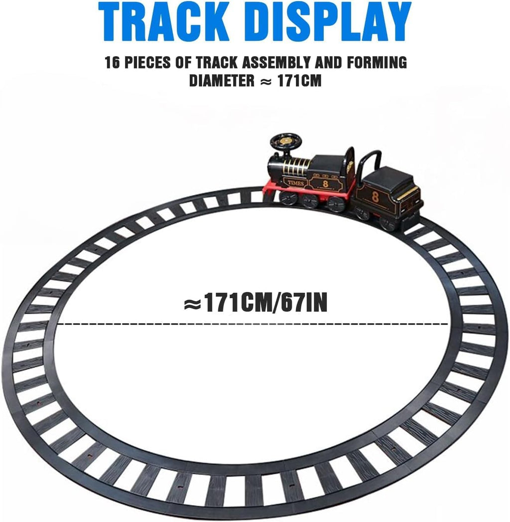 Ride on Train Toys Electric TrainSet with Track 2 Seaters Cargo Car,Music,Light Christmas Birthday Gifts for Toddlers Kids Boys Girls