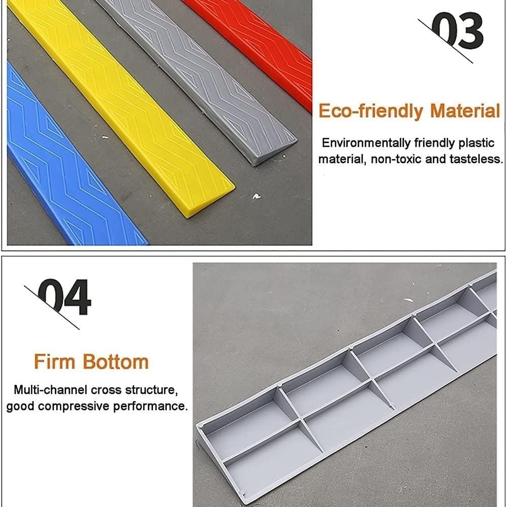 Threshold Ramp for Wheelchair Access - 39' Wide Non-Slip Rubber Curb Ramp for Home Steps and Doorways, 1.2' Rise, Textured Surface (Yellow, 99 x 10 x 3cm)