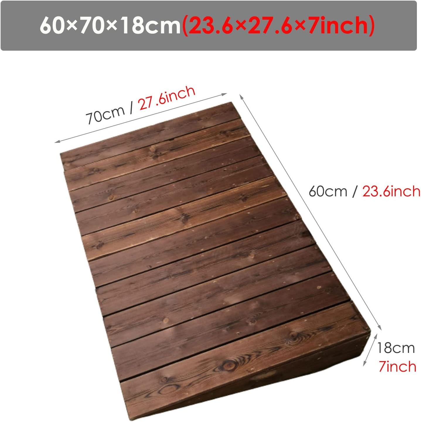 JYDQM Portable Driveway Ramp Wood Entry Ramp for Home Doorways, 4inch/7inch/8inch Rise Door Threshold Ramp for Elderly, Portable Wheelchair Scooter Ramps(Size:60x70x18cm/23.6x27.6x7inch), YWCG2003647