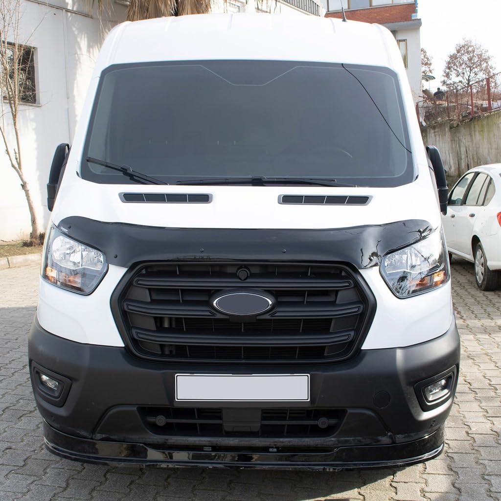 For Ford Transit 2018 2019 2020 2021 2022 2023 2024 Bonnet Protector Guard Front Bug Shield Hood Deflector Hood Stone Hood Shields Piano Black, HD1001