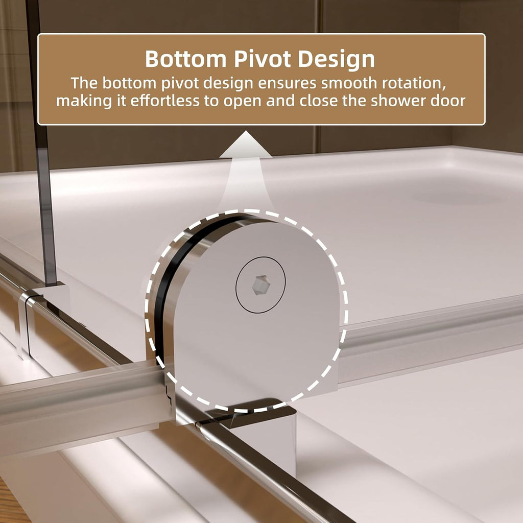 Royal Guard 32-36' W x 72' H Pivot Shower Door,Swing Shower Glass Doors with 1/4'(6mm) Clear SGCC Tempered Glass,Reversible Installtion,Chrome Finish