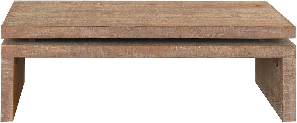 47.6' Wood Coffee Table, Mid Century Modern Farmhouse Wooden Coffee Tables for Living Room Natural Solid Firwood Tabletop Rectangle Center Table for Apartment Home Office Tea Table (Natural)