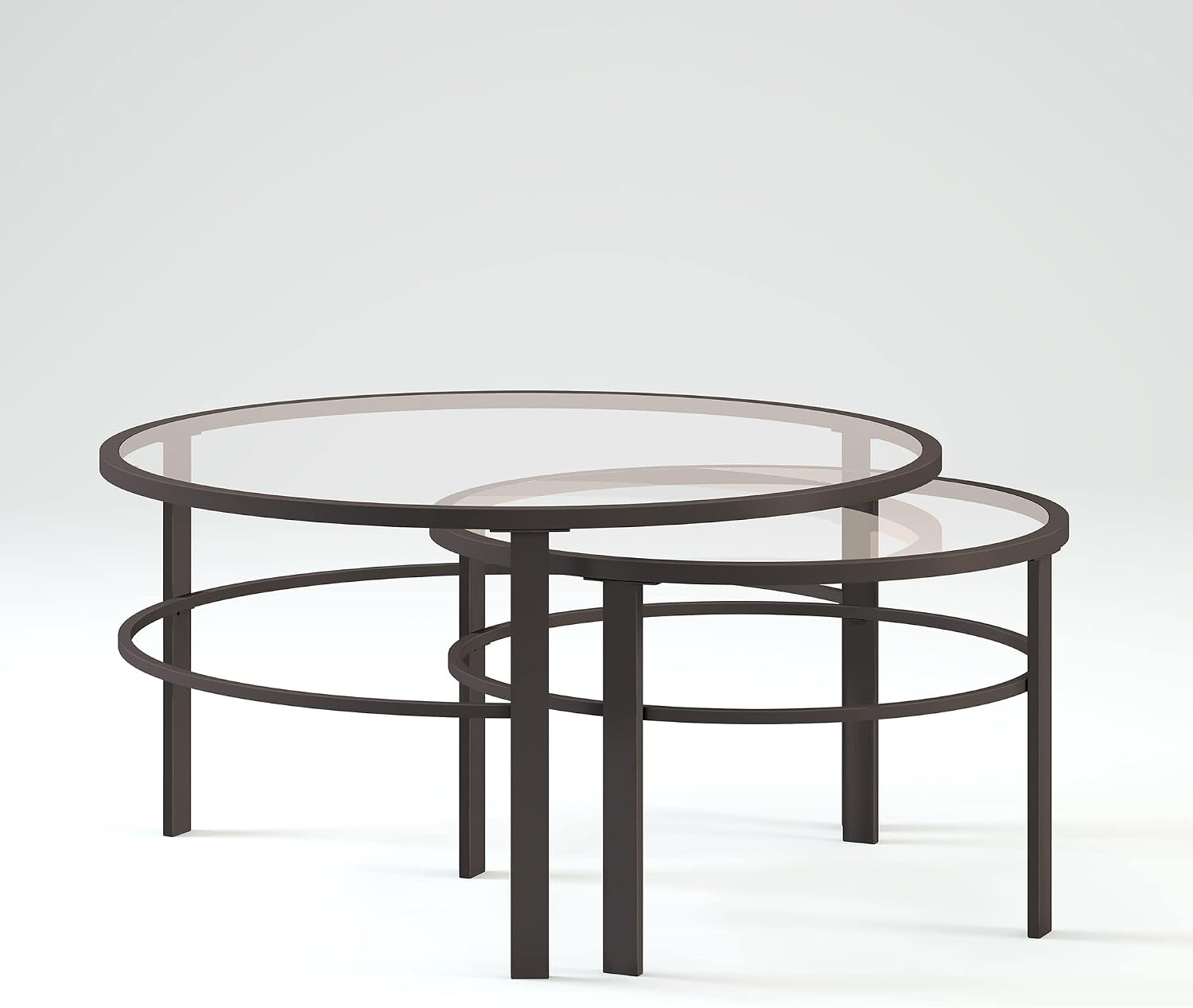Henn&Hart Round Nested Coffee Table in Blackened Bronze, Coffee Table coffee tables for living room, studio apartment essentials, 36' Wide