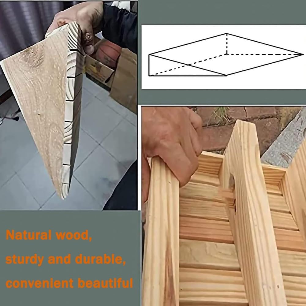 Stair Ramp 3' 4' 5' 6' Rise, Solid Wood Threshold Ramps for Doorways/Garage/Entryway, Portable Curb Ramp Step Ramps for Cart Wheelchair Trolley(38.8x35x14cm/15.3x13.8x5.51in)
