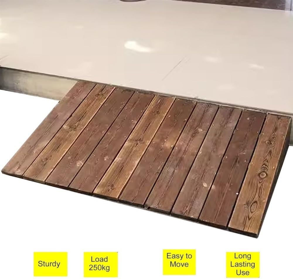 Wooden Threshold Ramp for Steps, 8in 10in 4in 7in Rise Front Door Ramp, Non-Slip Curb Ramp, Doorway Ramp Transition for Wheelchair/Walker/Cart/Scooter(90x70x20cm/35x28x8'')