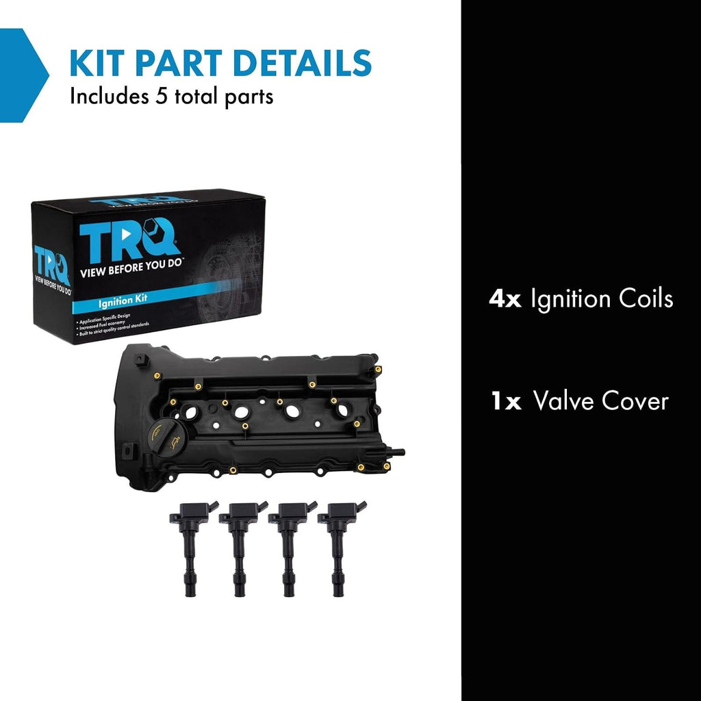 TRQ Ignition Coil Kit 4 Piece Compatible with 2015 Hyundai Sonata 2016 Kia Optima