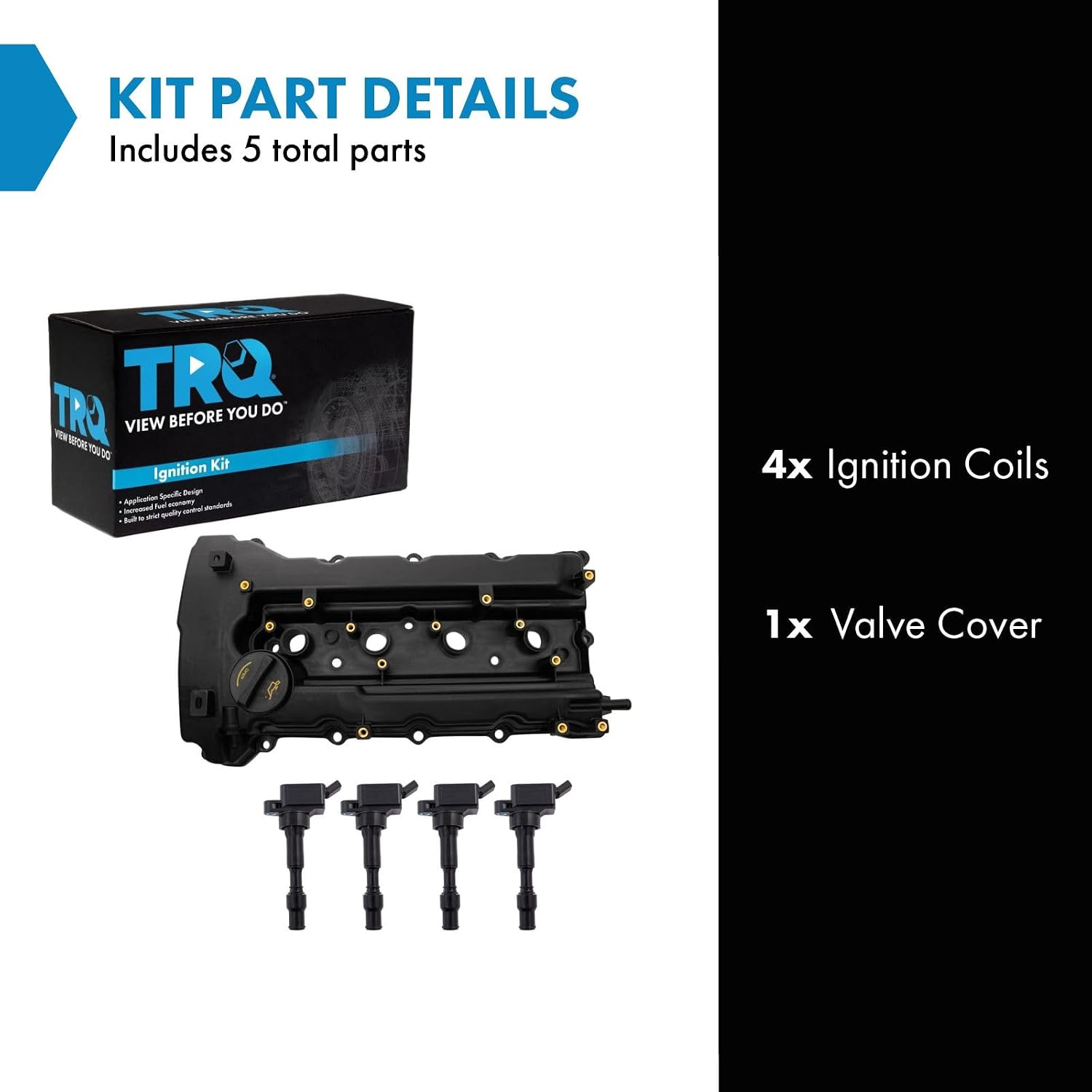 TRQ Ignition Coil Kit 4 Piece Compatible with 2015 Hyundai Sonata 2016 Kia Optima