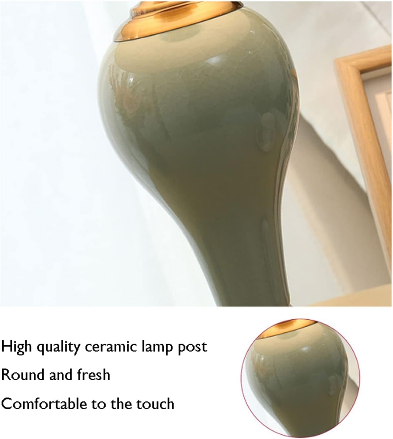Table Lamp for Bedroom Ceramic Table Lamp Home Bedroom Bedside Lamp with Silver Gray Fabric Lampshade - Modern Lighting Perfect for Nightstands and End Tables Table Top Lamp