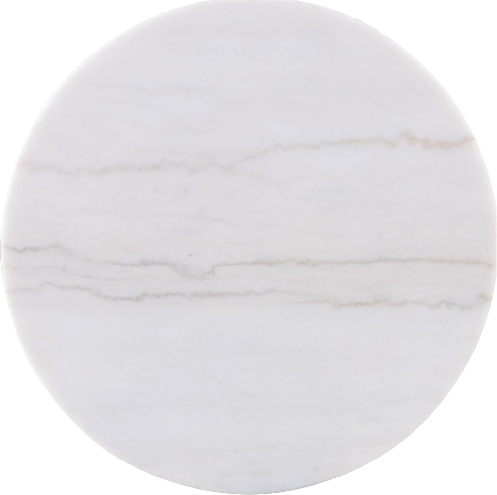 Coaster Home Furnishings - Jason - Wood and Metal - Coffee Table with Reeded Drum Base, Gold Ring Accent, and Round Shape - Living Room - 35-Inch - Greige and White Marble - 711418