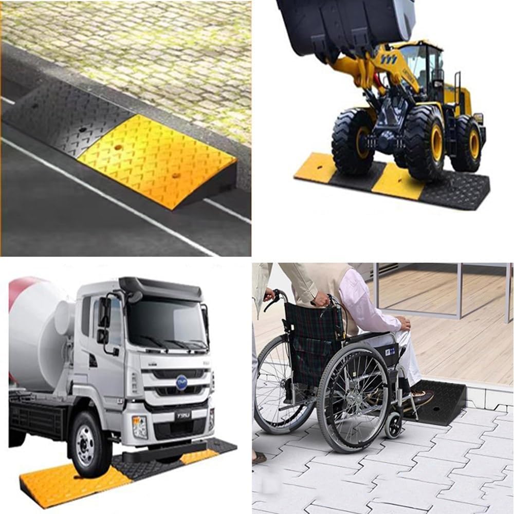 Heavy Duty Driveway Curb Ramps 2' 6' 4' Rise Rubber Wheelchair Ramp Doorway Threshold Ramp, Portable Kerb Ramp for Steps Sidewalk Warehouse(100x25x10 cm (39'x10'x4'))