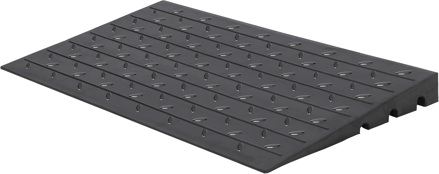 Towallmark Rubber Threshold Ramp, 3'' Rise Portable Wheelchair Ramp for Home Steps, 2500LBS Capacity Curb Ramp Handicap Ramps for Wheelchairs Driveway Mobility Scooters with 3 Channels Cord Cover