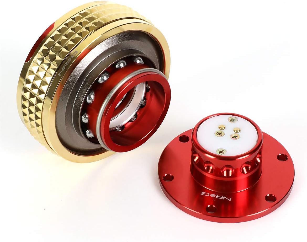NRG Innovations SRK-210RD/CG Quick Release Kit (Red Body/Chrome Gold Pyramid Ring)
