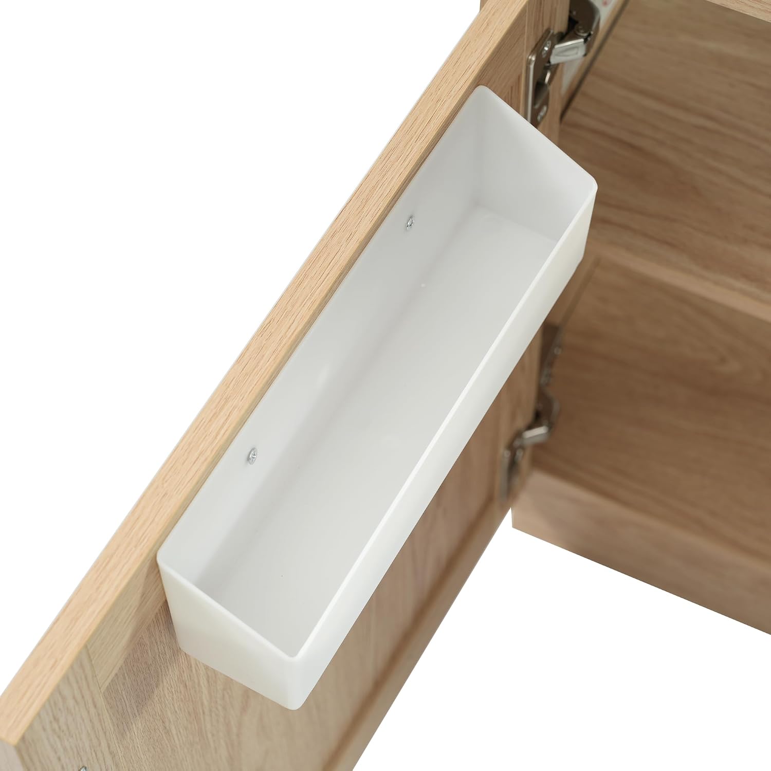 18.5' Bathroom Vanity with Reversible Resin Sink, MDF Cabinet with Adjustable Shelf & Elegant Zinc Alloy Handles, Wood Grain Melamine Finish, Rustic Style for Small Spaces