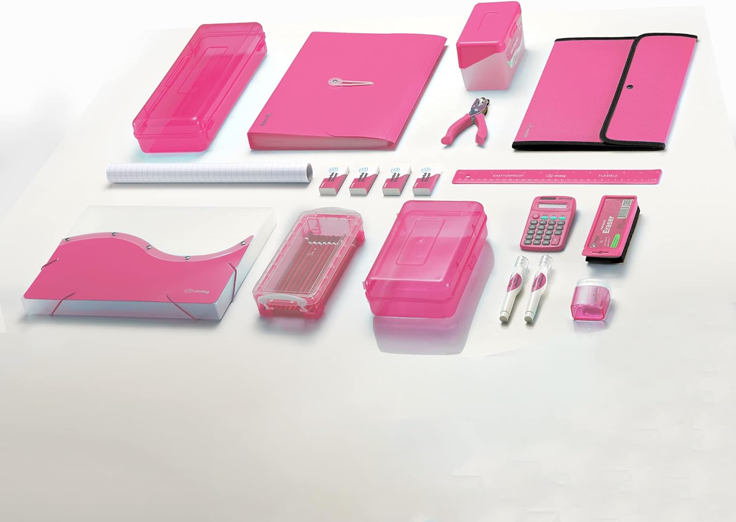 Enday 2 inch 3 Ring Binder (24 Pack - Pink) Binder 2 inch with Clear View Cover and 2 Inside Pocket - for Letter Size 8.5 x 11'' Paper, Ideal for School Supplies, Office, and Home