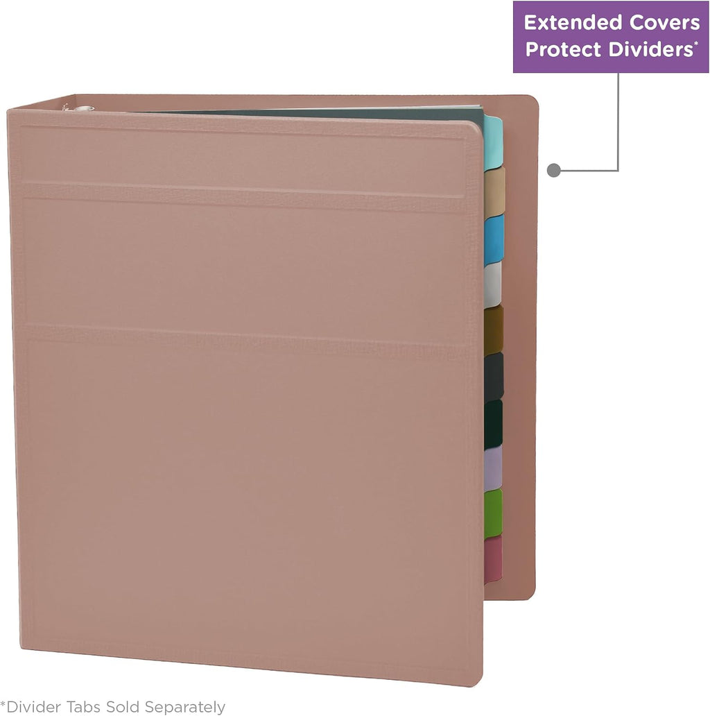 Carstens 3-Inch Heavy Duty 3-Ring Binder - Side Opening, Dusty Rose, Durable Plastic, Precision No-Gap Rings, Waterproof Cover, No Pockets, Holds 400 US Letter Sheets, BPA-Free, Made in USA (1746-3R)