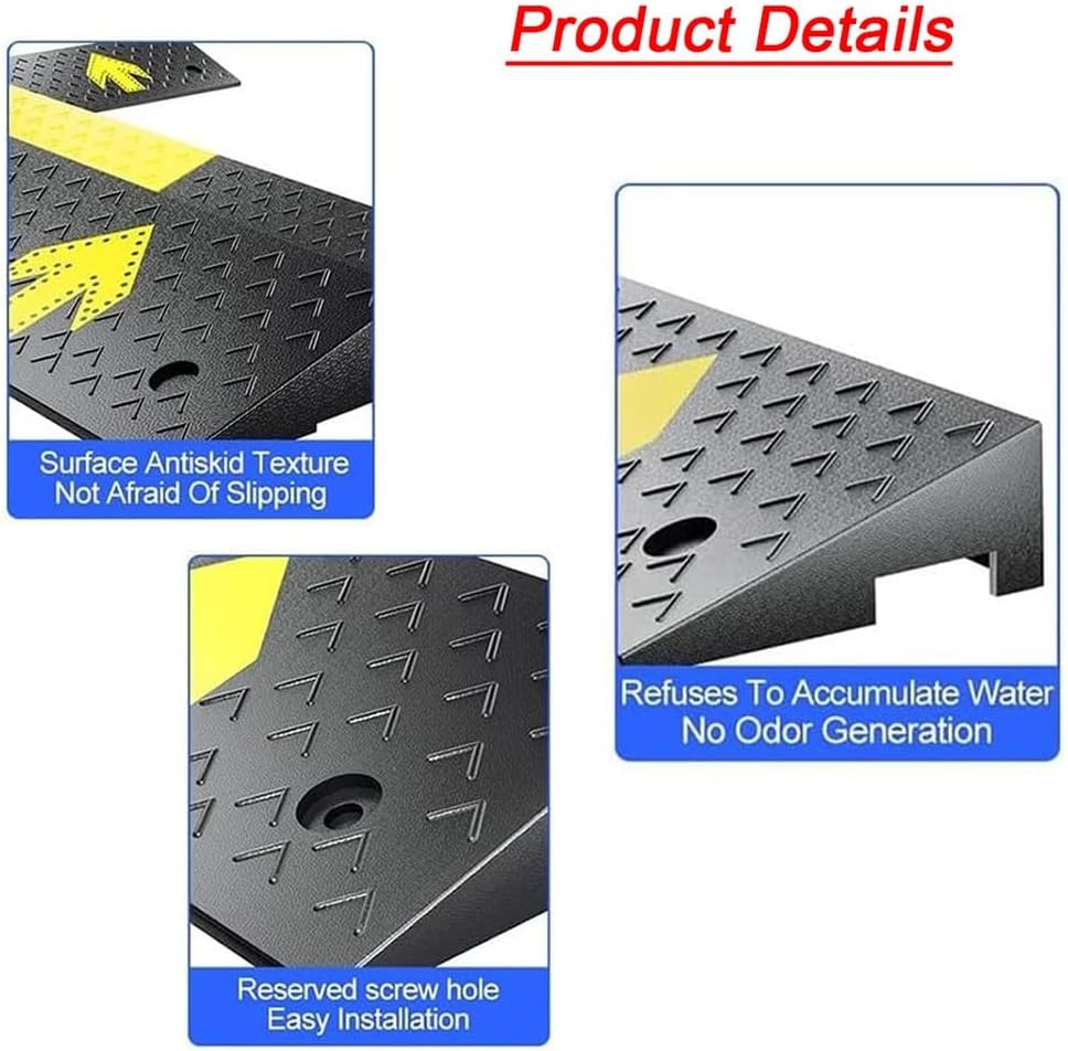 Ramp Rubber Kerb Ramps, 2in Rise Curb Ramps, Anti-Slip Threshold Ramp, Cars Shed Ramp, 4cm~10cm High Car Slope Ramp, Doorways Curb Ramp(100x25x5cm)