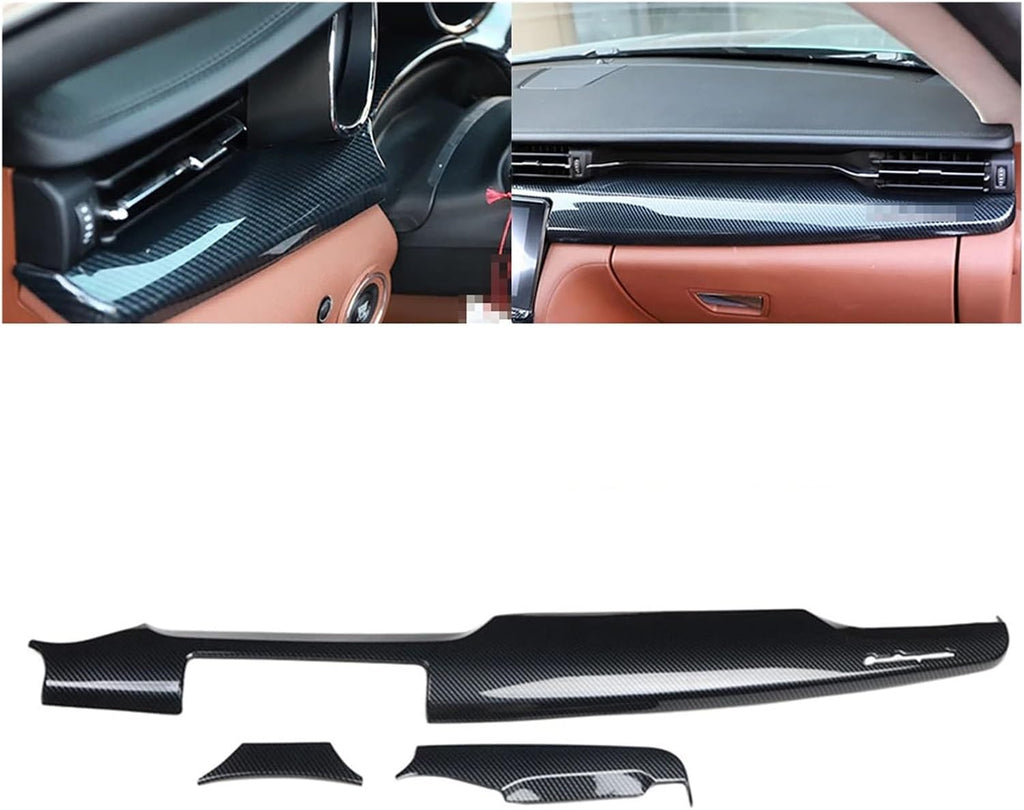 Dashboard Panel Decoration Cover Trim Compatible with Maserati Quattroporte 2014-2021 Carbon Fiber Car Interior Accessories(Wood Grain-LHD)