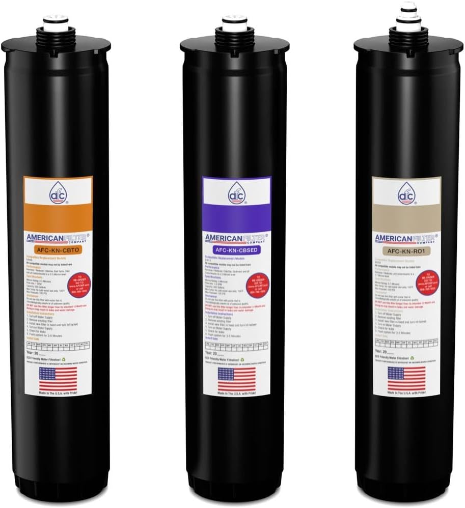 American Filter Company® Brand Model # AFC-KN-POI Water Filters, Compatible with Kinetico® K5 systems, Cartridge set (Part # 9461A, 9306B & 9428A) Purple/Orange/Ivory - 6 Month Pack