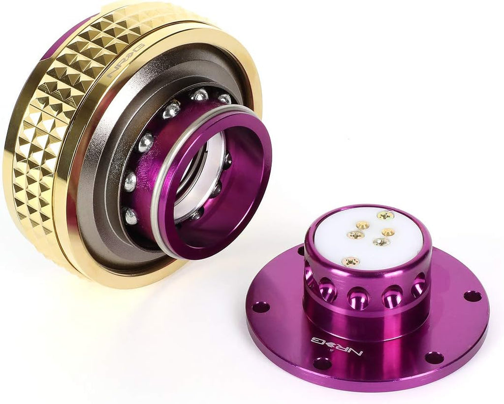 NRG Innovations SRK-210PP/CG Quick Release Kit (Purple Body / Chrome Gold Pyramid Ring)