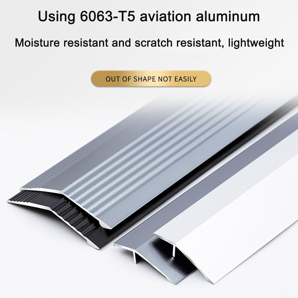 Aluminum Floor Flooring Transition Threshold Strip Reducer, 6 Pack 400 x 20mm 15.76' x 0.79' for Threshold Height Difference 0-6mm 0-0.24' Black, for Doorways Carpet Ramp Tile Edge Gap Cover