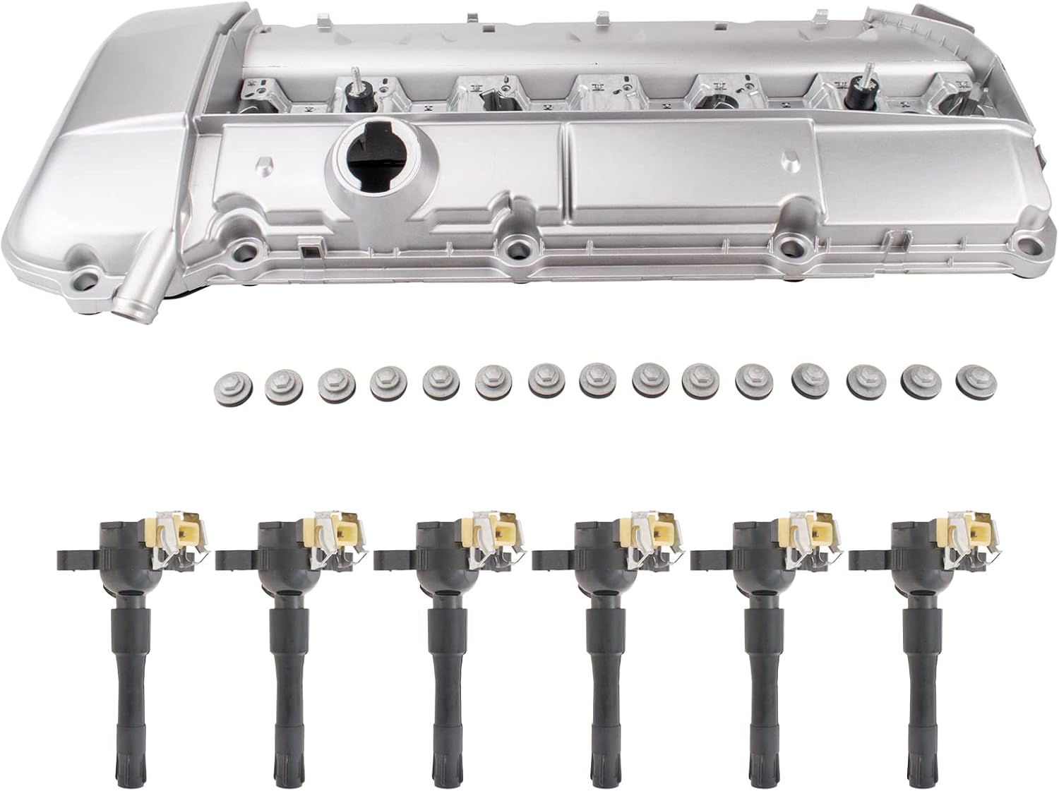 TRQ Ignition Coil Kit 7 Piece Valve Cover Compatible with 1999-2000 BMW 323i 2000 323Ci 2001-2002 325i 325Ci 325xi 2001-2002 330i 330Ci 330xi 2001-2002 530i 2001-2003 X5 1999-2002 Z3