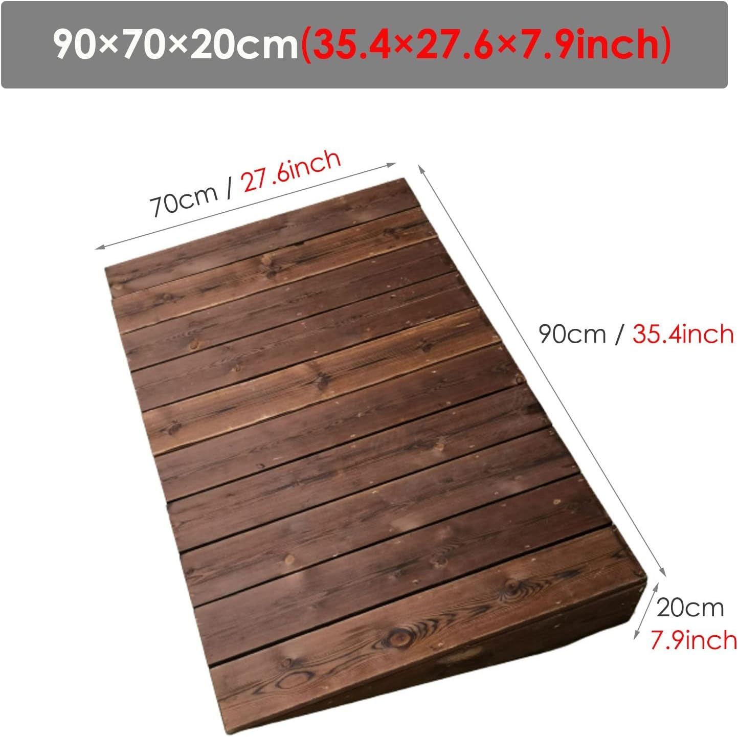 JYDQM Portable Driveway Ramp Wood Entry Ramp for Home Doorways, 4inch/7inch/8inch Rise Door Threshold Ramp for Elderly, Portable Wheelchair Scooter Ramps(Size:90x70x20cm/35.4x27.6x7.9inch)