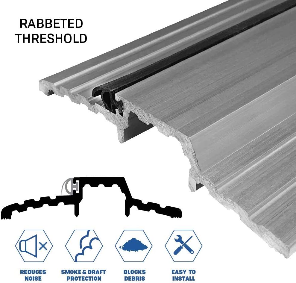 Mill Aluminum Rabbeted Door Threshold with Neoprene Solid Rubber Extrusion (3565MA), SMS # 10 x 1-1/2'' supplied, (4-7/8'' W x 7/8'' H) (84'')