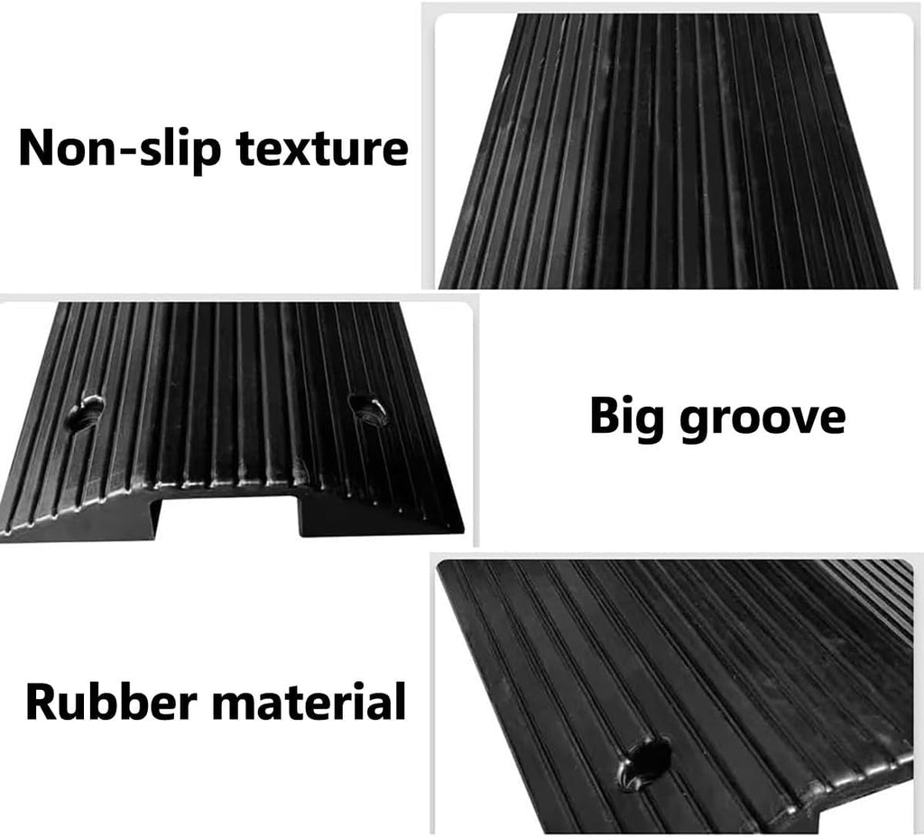 4 Inch Bridge Threshold Ramp Solid Rubber Wheelchair Ramp W/Non-Slip Surface, 3' Rise Driveway Ramps for Doorways, Entry, Walkers, Carts, Scooters(4' Rise/80x45x10cm)