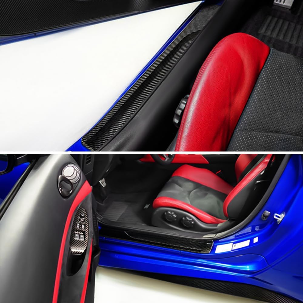 JSWAN 2pcs Carbon Fiber Door Edge Guards Door Sill Protector Fit for Nissan Z RZ34 400Z Fairlady Z (2023 2024 2025 up) Door Threshold Protection Door Pedal Kick Panel Strip Cover