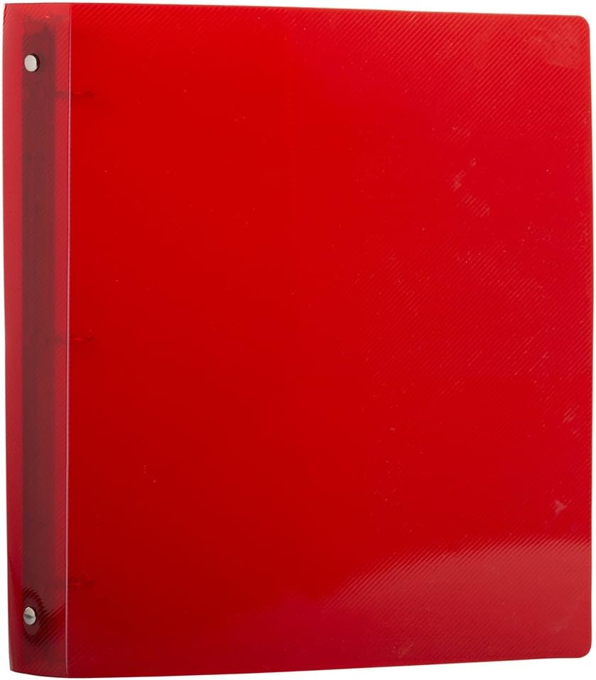 JAM PAPER Plastic 1 inch Binders - Red 3 Ring Binder - Bulk 24/Pack